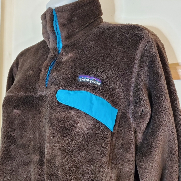 Patagonia Brown Blue Trim Retool Snap T Pullover Fleece Jacket Women's Medium - Picture 3 of 5